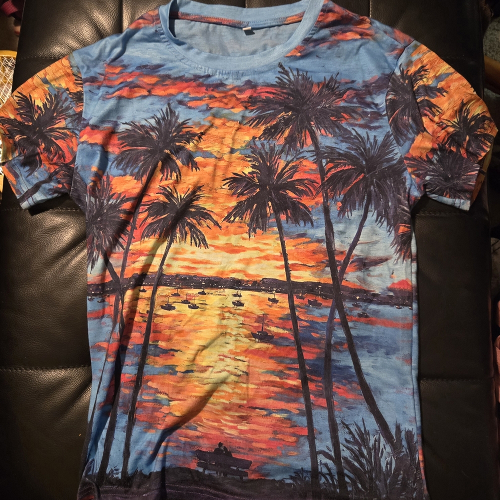 Tropical Sunset Graphic T-Shirt